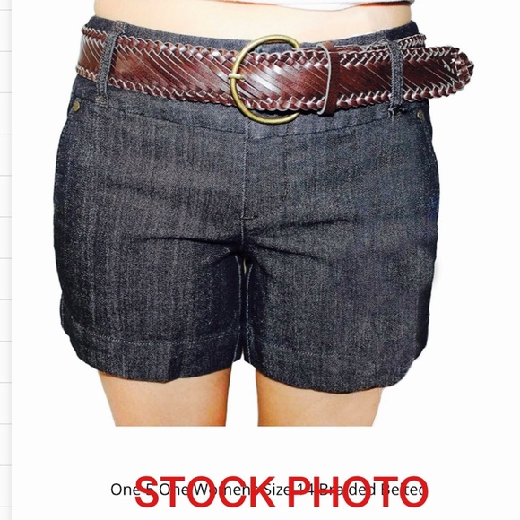 one 5 one Pants - One 5 One Dark Gray Jean Shorts with Brown Belt, NWT
